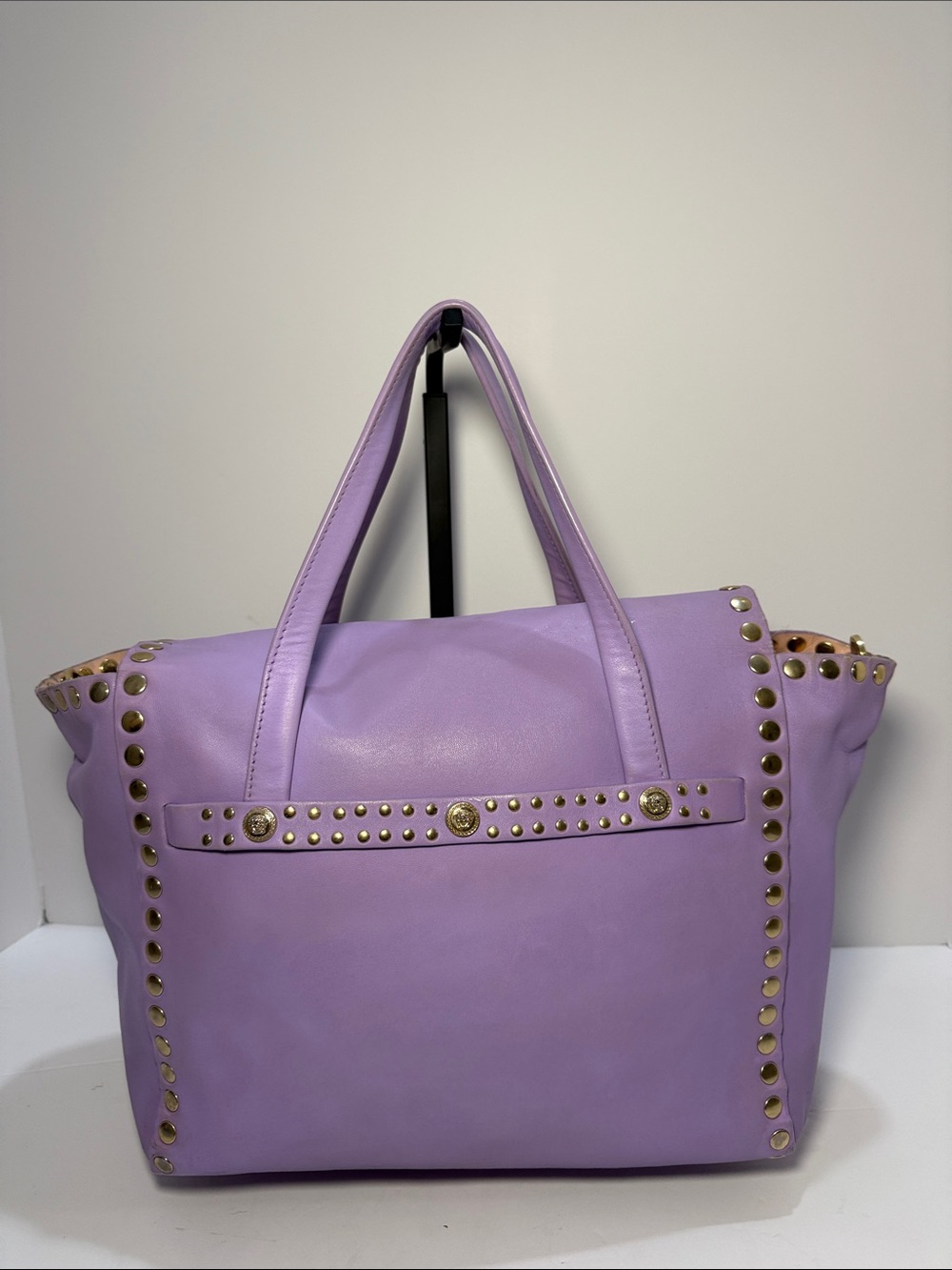 Versace Medusa Stud Leather Tote – Lavender/Lilac - Picture 6 of 16